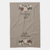 Elegante Leuke Retro Herfst Zwarte Pompoenen-Bloem Theedoek (Verticaal)