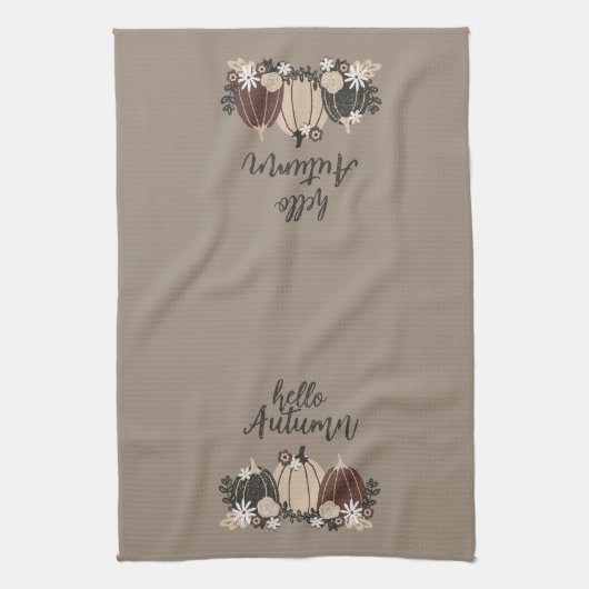 Elegante Leuke Retro Herfst Zwarte Pompoenen-Bloem Theedoek (Verticaal)