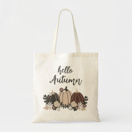 Elegante Leuke Retro Herfst Zwarte Pompoenen-Bloem Tote Bag