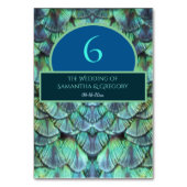 Elegante levendige Blauwgroen Peacock Feather Trou Kaart (Voorkant)