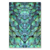 Elegante levendige Blauwgroen Peacock Feather Wedd Kaart (Achterkant)