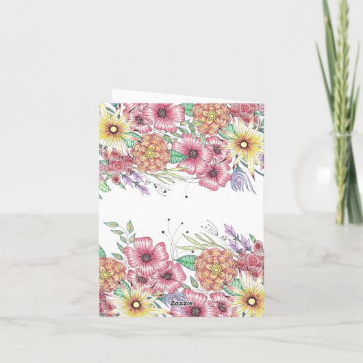 Elegante levendige bloemblaadjes Moederdag Kaart (Achterkant)