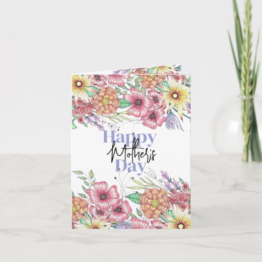Elegante levendige bloemblaadjes Moederdag Kaart (Voorkant)