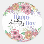 Elegante levendige bloemblaadjes Moederdag Ronde Sticker (Voorkant)
