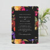 Elegante levendige bloemenbruiloft kaart (Staand voorkant)