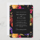 Elegante levendige bloemenbruiloft kaart (Voorkant)