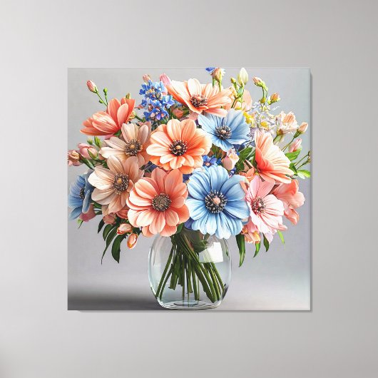 Elegante Levendige Boeket Canvas Afdruk (Voorkant)