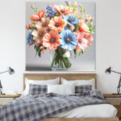 Elegante Levendige Boeket Canvas Afdruk (Insitu (Slaapkamer))