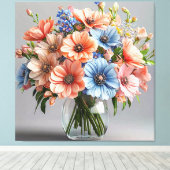 Elegante Levendige Boeket Canvas Afdruk (Insitu (Houten vloer))