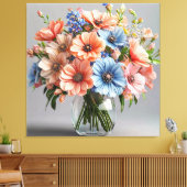 Elegante Levendige Boeket Canvas Afdruk (Insitu (Woonkamer))