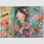 Elegante Levendige Kleurrijke Bloemen Decoupage Co Tissuepapier (Voorkant)