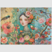 Elegante Levendige Kleurrijke Bloemen Decoupage Co Tissuepapier (Voorkant)