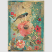 Elegante levendige kleurrijke bloemen decoupage tissuepapier (Voorkant)