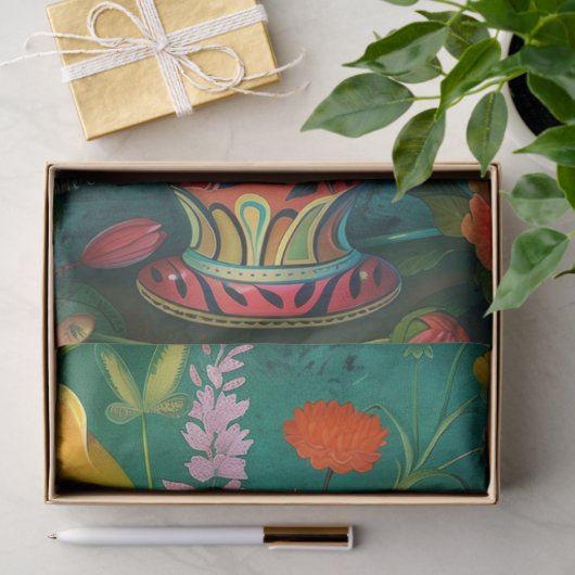 Elegante levendige kleurrijke bloemen decoupage tissuepapier (Geschenk)