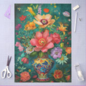 Elegante levendige kleurrijke bloemen decoupage tissuepapier (Craft)