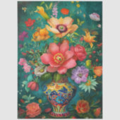 Elegante levendige kleurrijke bloemen decoupage tissuepapier (Voorkant)