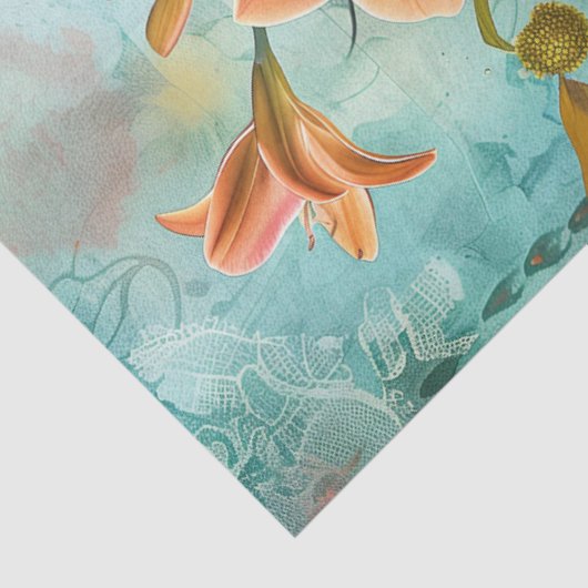 Elegante levendige kleurrijke bloemen decoupage tissuepapier (Detail)