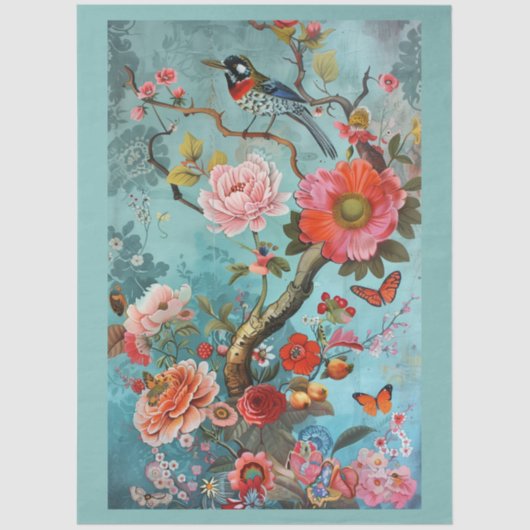 Elegante levendige kleurrijke bloemen decoupage tissuepapier (Voorkant)