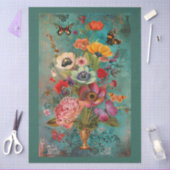 Elegante levendige kleurrijke bloemen decoupage tissuepapier (Craft)