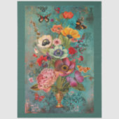 Elegante levendige kleurrijke bloemen decoupage tissuepapier (Voorkant)