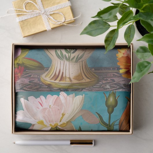 Elegante levendige kleurrijke bloemen decoupage tissuepapier (Geschenk)