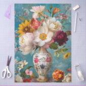 Elegante levendige kleurrijke bloemen decoupage tissuepapier (Craft)
