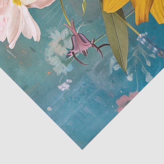 Elegante levendige kleurrijke bloemen decoupage tissuepapier (Detail)