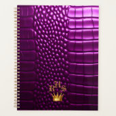Elegante levendige Paarse nep krokodil monogram Planner (Voorkant)