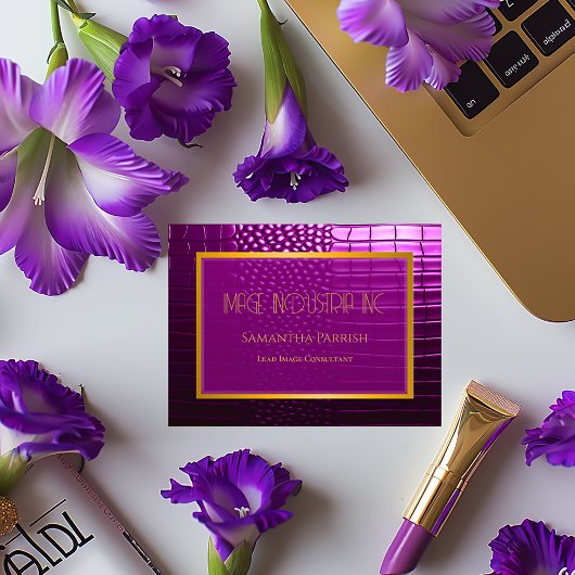 Elegante levendige Paarse nep krokodil Visitekaartje