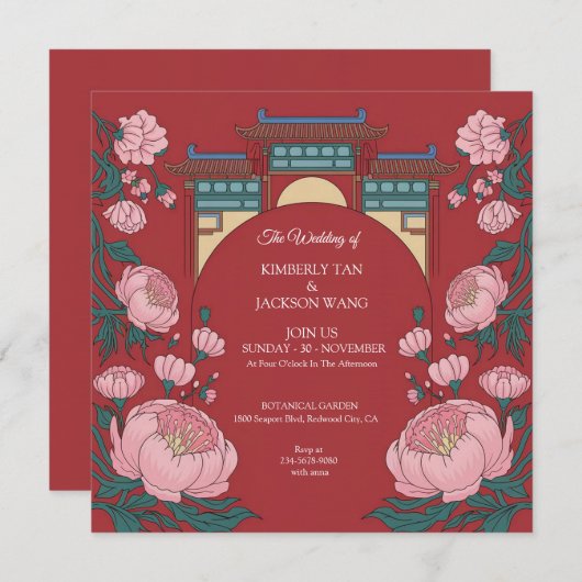 Elegante Levendige Rood Kaart (Voorkant / Achterkant)