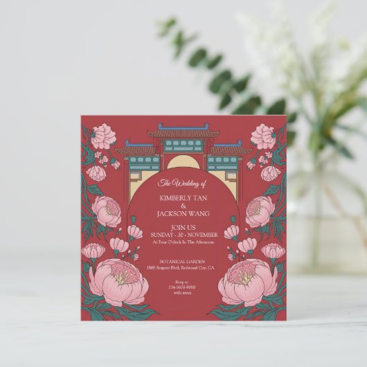 Elegante Levendige Rood Kaart (Staand voorkant)