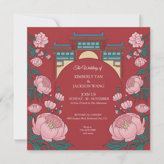 Elegante Levendige Rood Kaart (Voorkant)