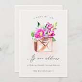 Elegante Levendige Roze Bloemrijke Brievenbus Ik b Aankondiging (Voorkant / Achterkant)