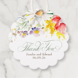 Elegante levendige wilde bloemen dank u bedankjes labels