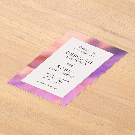 Elegante levendige woestijn zonsondergang moderne  acryl uitnodigingen (Laagn)