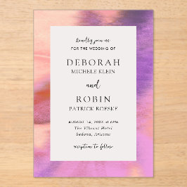 Elegante levendige woestijn zonsondergang moderne  acryl uitnodigingen