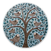 Elegante levensboom Art Nouveau Perched Birds Keramische Knop (Voorkant)