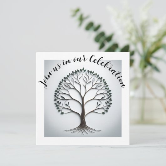 Elegante Levensboom Feest Uitnodiging (Staand voorkant)