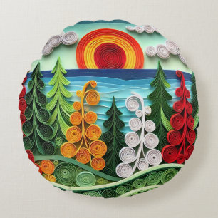 Elegante Levensechte Quilling Kunst Abstract Artis Rond Kussen