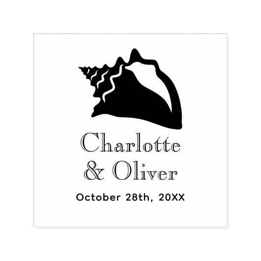 Elegante Lg Conch Zeeschelp Koppel Namen Datum Mon Zelfinktende Stempel (Design)