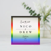 Elegante LGBTQ+ BIPOC Pride-huwelijk Save The Date (Staand voorkant)
