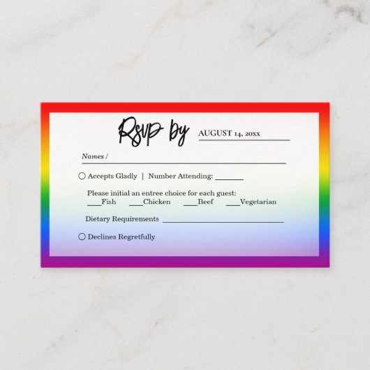 Elegante LGBTQ+ Pride Bruiloft RSVP Informatiekaartje (Voorkant)