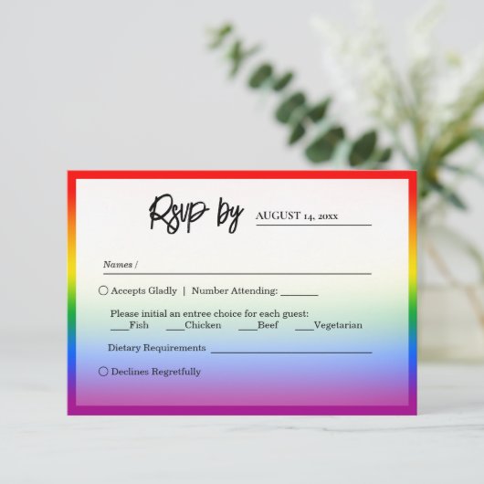 Elegante LGBTQ+ Pride Bruiloft RSVP Kaartje (Staand voorkant)