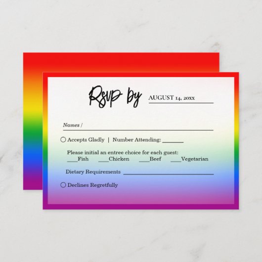 Elegante LGBTQ+ Pride Bruiloft RSVP Kaartje (Voorkant / Achterkant)