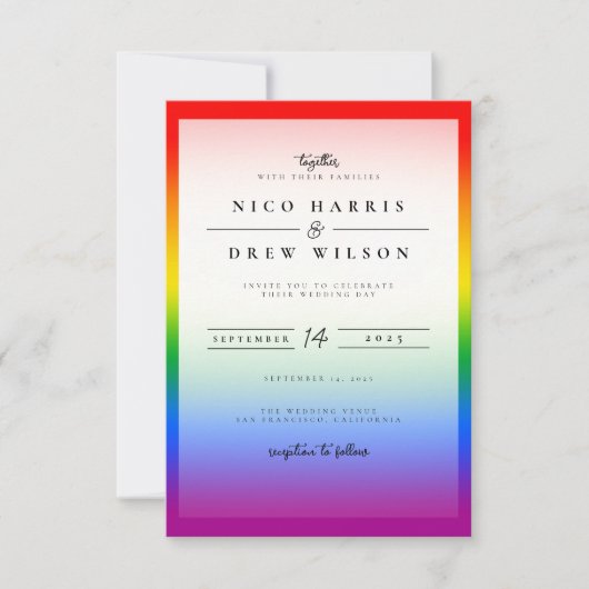 Elegante LGBTQ+ Pride-huwelijk Kaart (Voorkant)