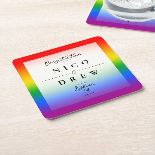 Elegante LGBTQ+ Pride-huwelijk Kartonnen Onderzetters (Schuin)