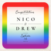 Elegante LGBTQ+ Pride-huwelijk Kartonnen Onderzetters (Voorkant)