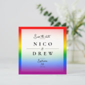 Elegante LGBTQ+ Pride-huwelijk Save The Date (Staand voorkant)