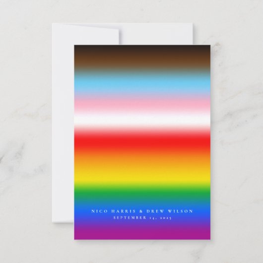 Elegante LGBTQ+ Progress Pride Trouw  Kaart (Achterkant)