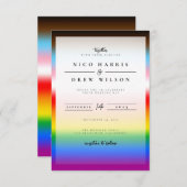 Elegante LGBTQ+ Progress Pride Trouw Kaart (Voorkant / Achterkant)